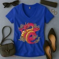 Chinese Dragon Creature Women's V-Neck T-Shirt thumb 2