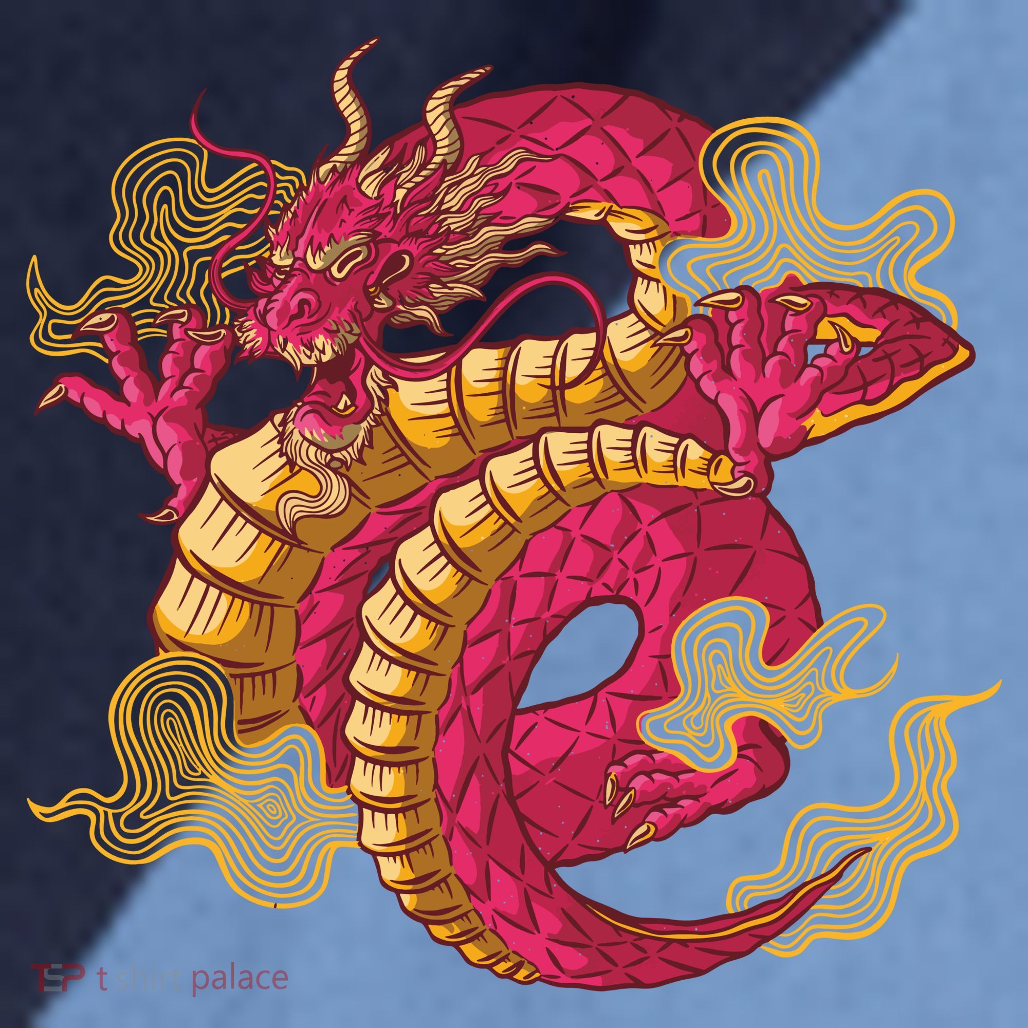 Chinese Dragon Creature Raglan Baseball Sleeve Shirt