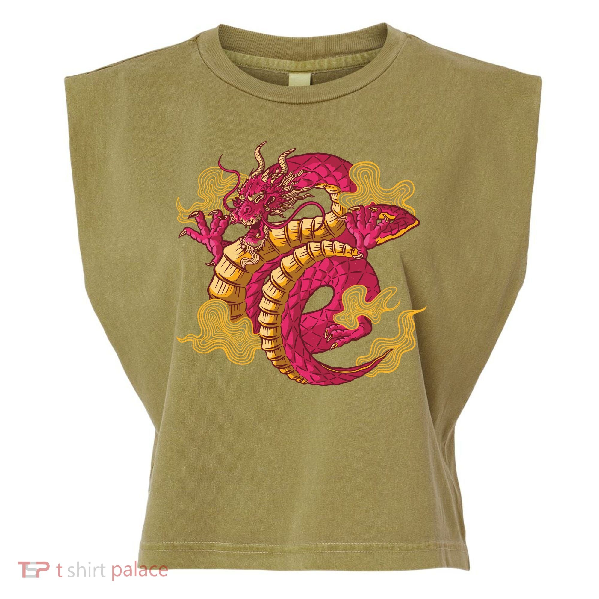 Chinese Dragon Creature Garment-Dyed Women's Muscle Tee