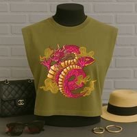 Chinese Dragon Creature Garment-Dyed Women's Muscle Tee thumb 3