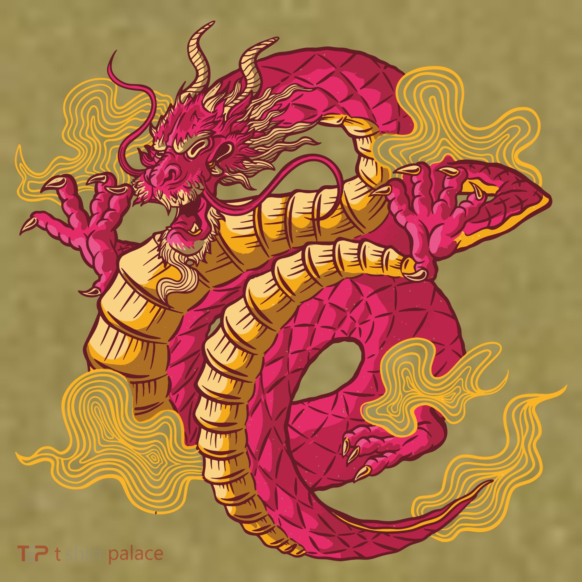 Chinese Dragon Creature Garment-Dyed Women's Muscle Tee
