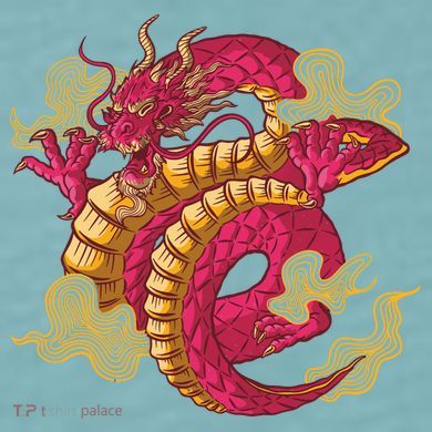Chinese Dragon Creature Sueded Cloud Jersey T-Shirt
