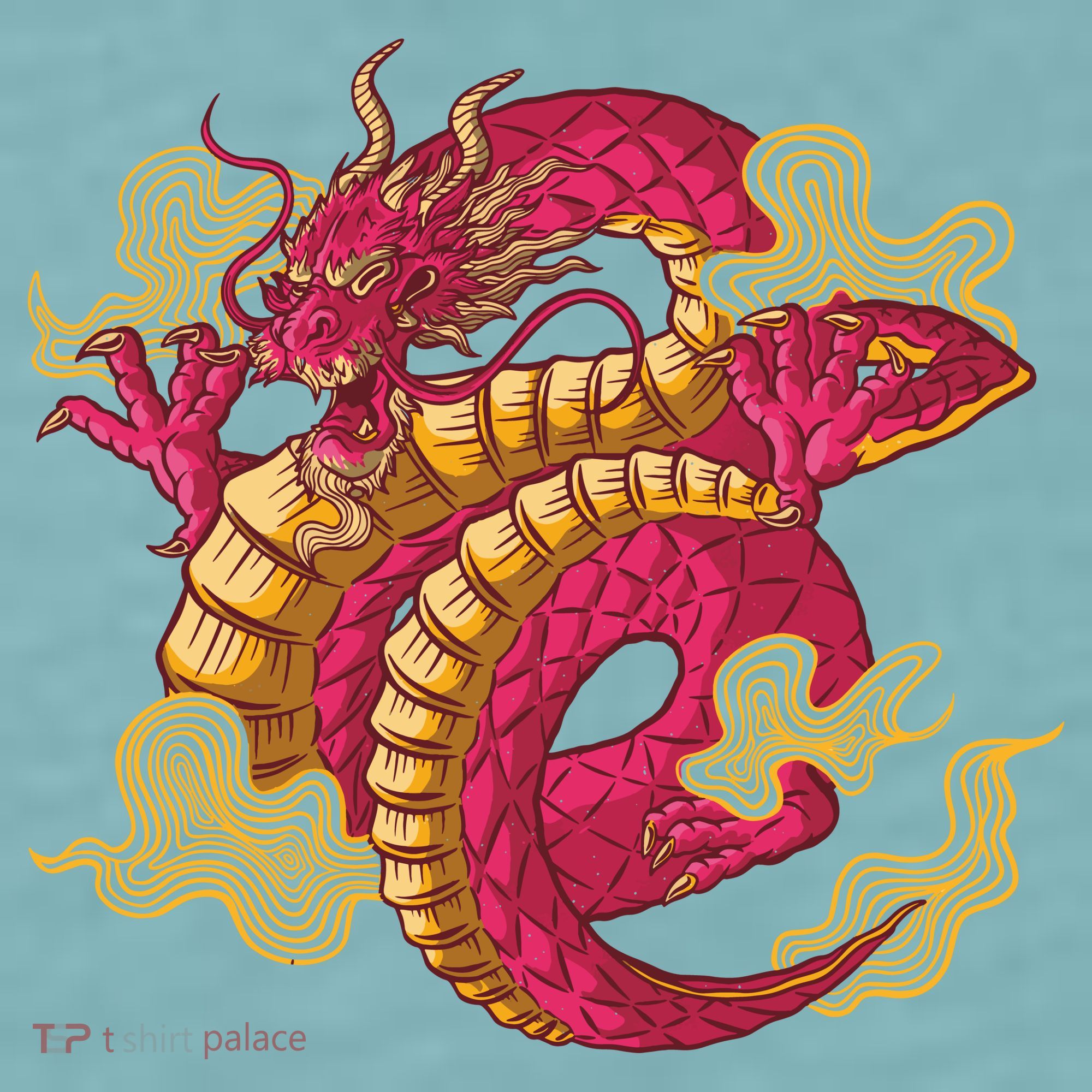 Chinese Dragon Creature Sueded Cloud Jersey T-Shirt