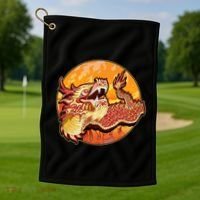 Chinese Dragon Fire Dance Golf Towel thumb 1