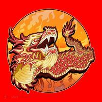 Chinese Dragon Fire Dance Santa Hat thumb 1