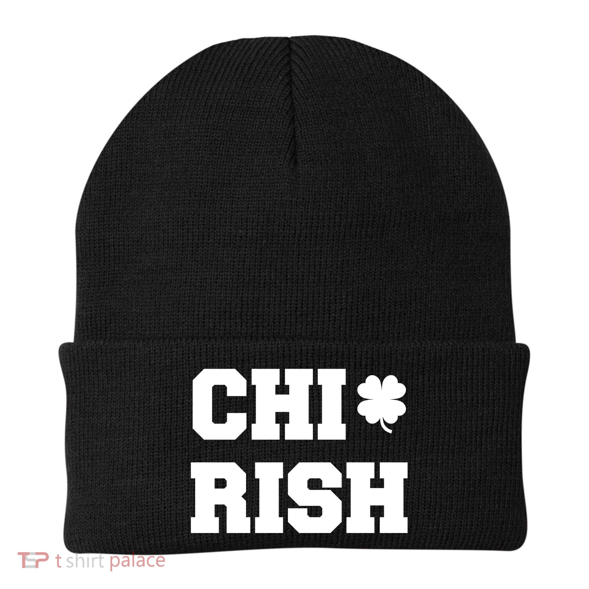 Chirish St Patrick's Day CHI-Irish Chicago Funny Clover Beanie