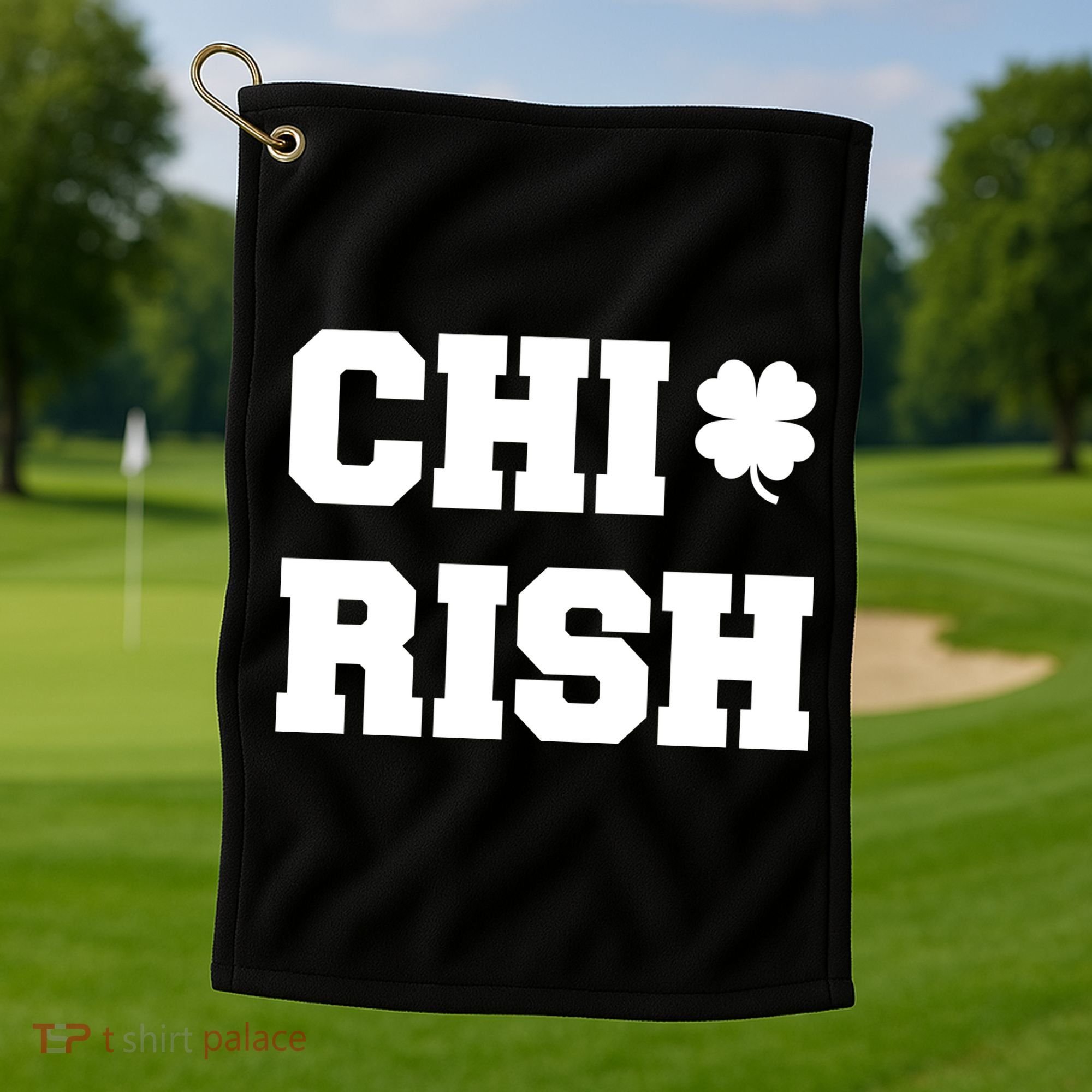 Chirish St Patrick's Day CHI-Irish Chicago Funny Clover Golf Towel