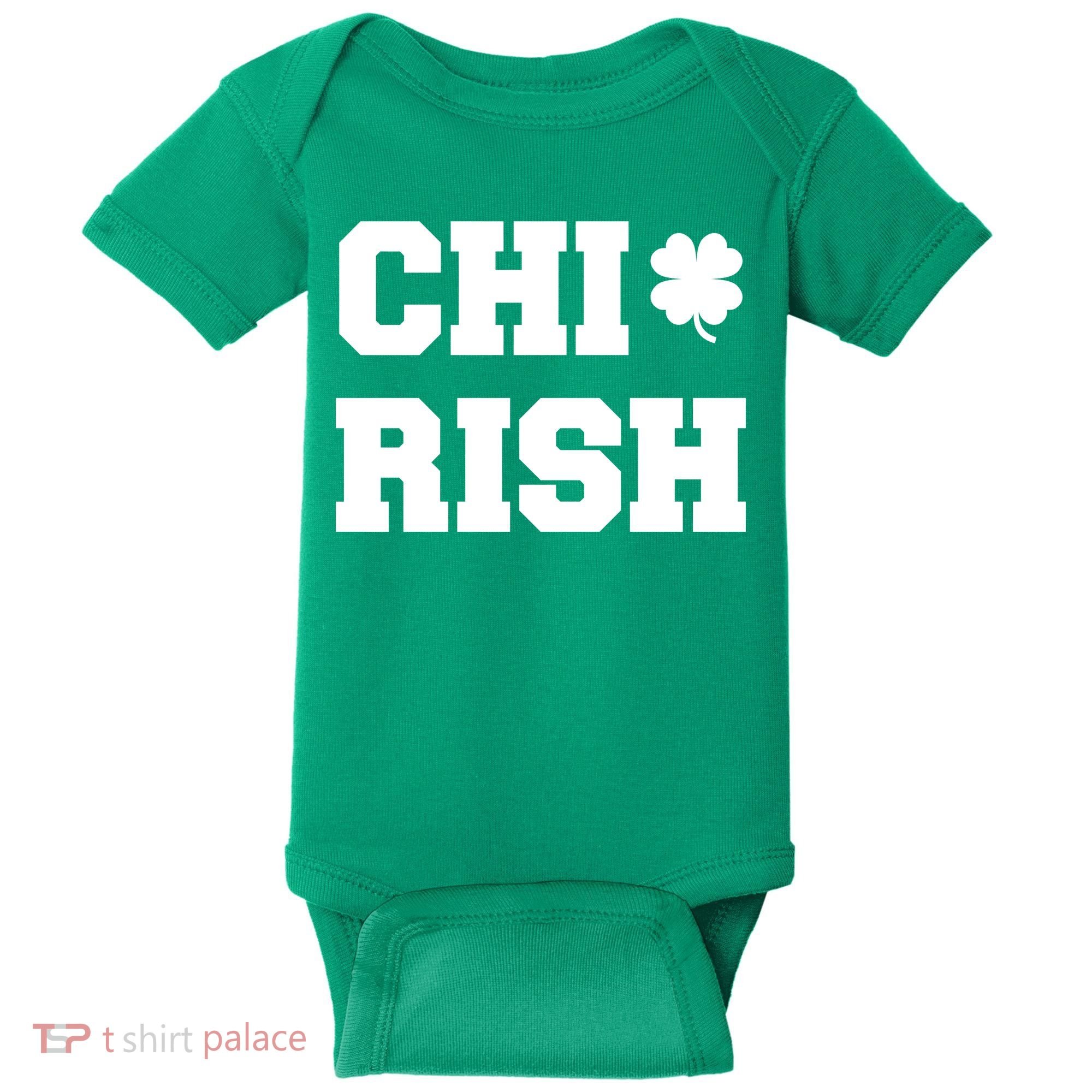 Chirish St Patrick's Day CHI-Irish Chicago Funny Clover Baby Bodysuit