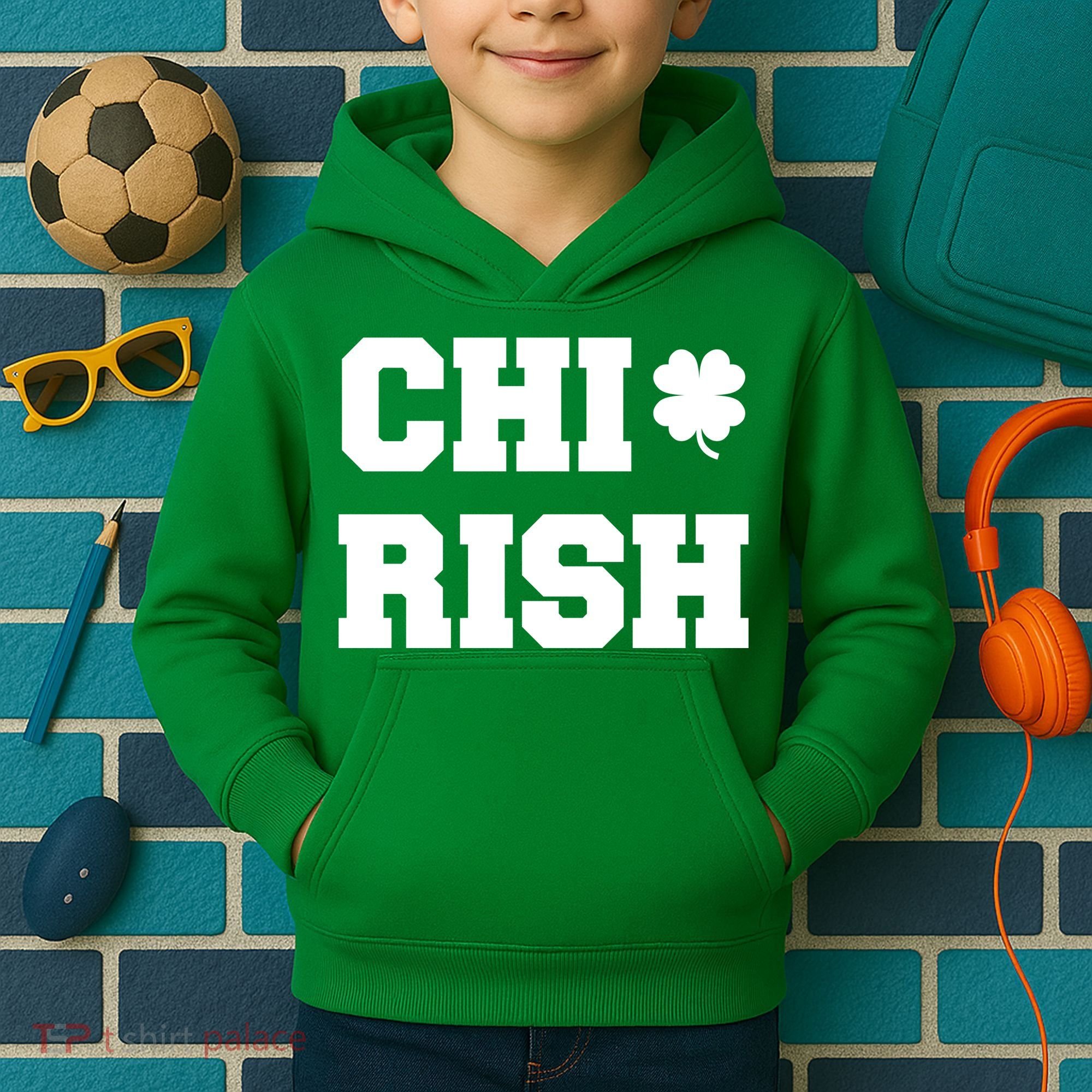 Chirish St Patrick's Day CHI-Irish Chicago Funny Clover Kids Hoodie