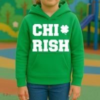 Chirish St Patrick's Day CHI-Irish Chicago Funny Clover Kids Hoodie thumb 3