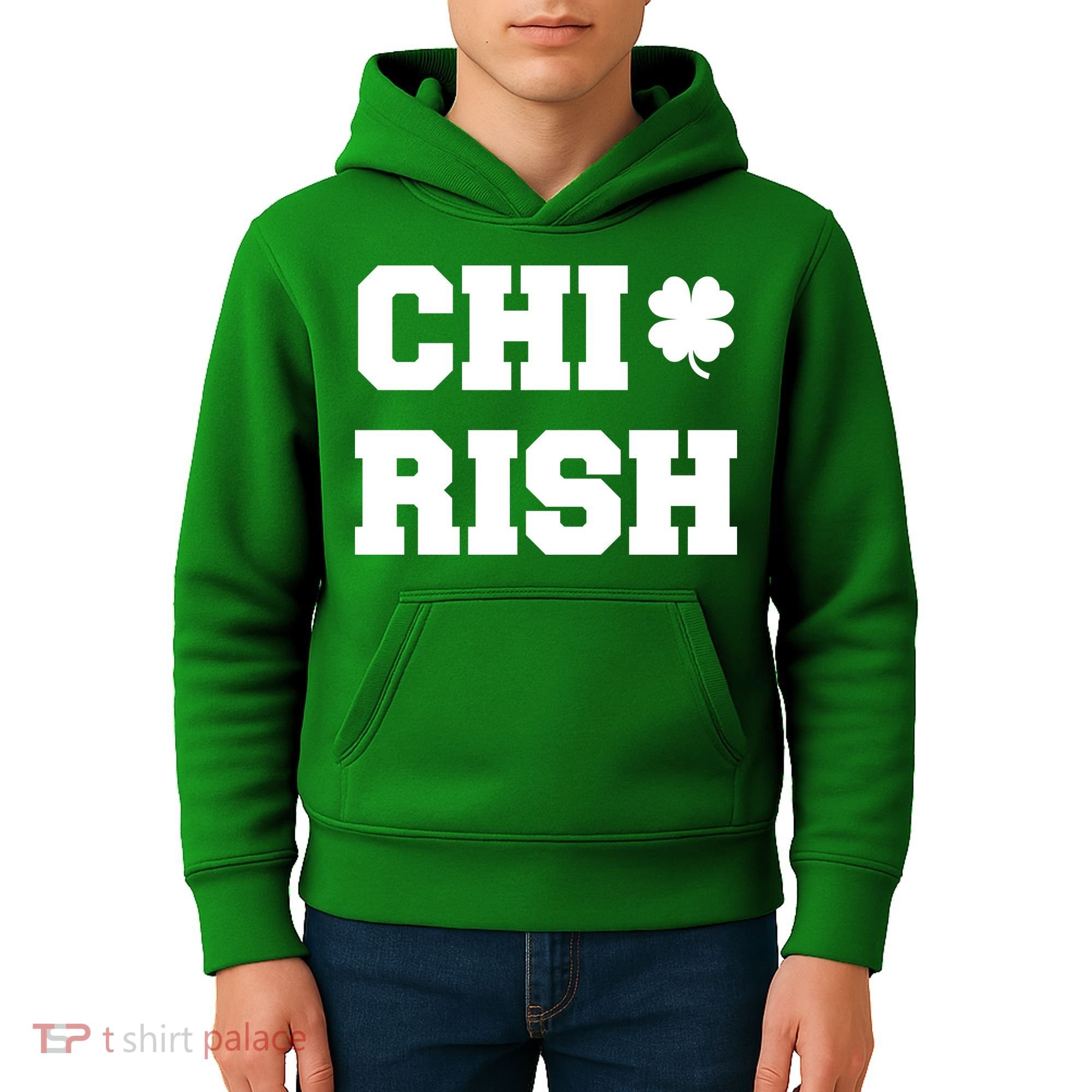 Chirish St Patrick's Day CHI-Irish Chicago Funny Clover Kids Hoodie