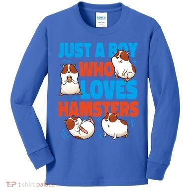 Cute Hamster Just A Boy Who Loves Hamsters Gift Kids Long Sleeve Shirt