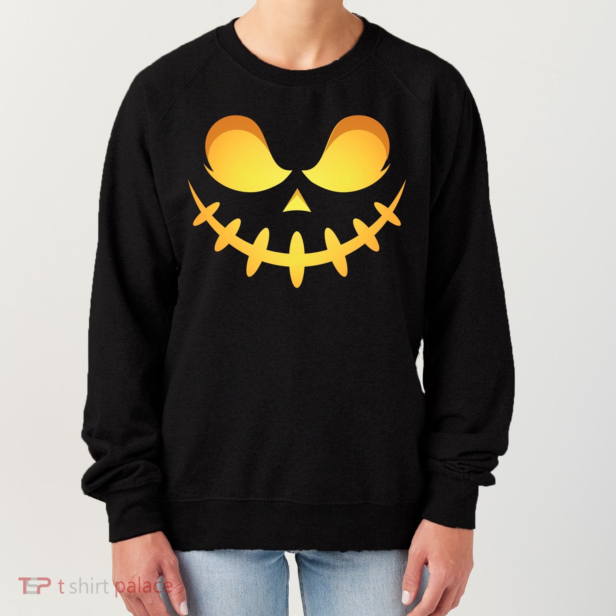 Creepy Halloween Jack O Lantern Jackolantern Pumpkin Face Costume Women's Sweatshirt