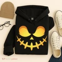 Creepy Halloween Jack O Lantern Jackolantern Pumpkin Face Costume Hoodie thumb 4
