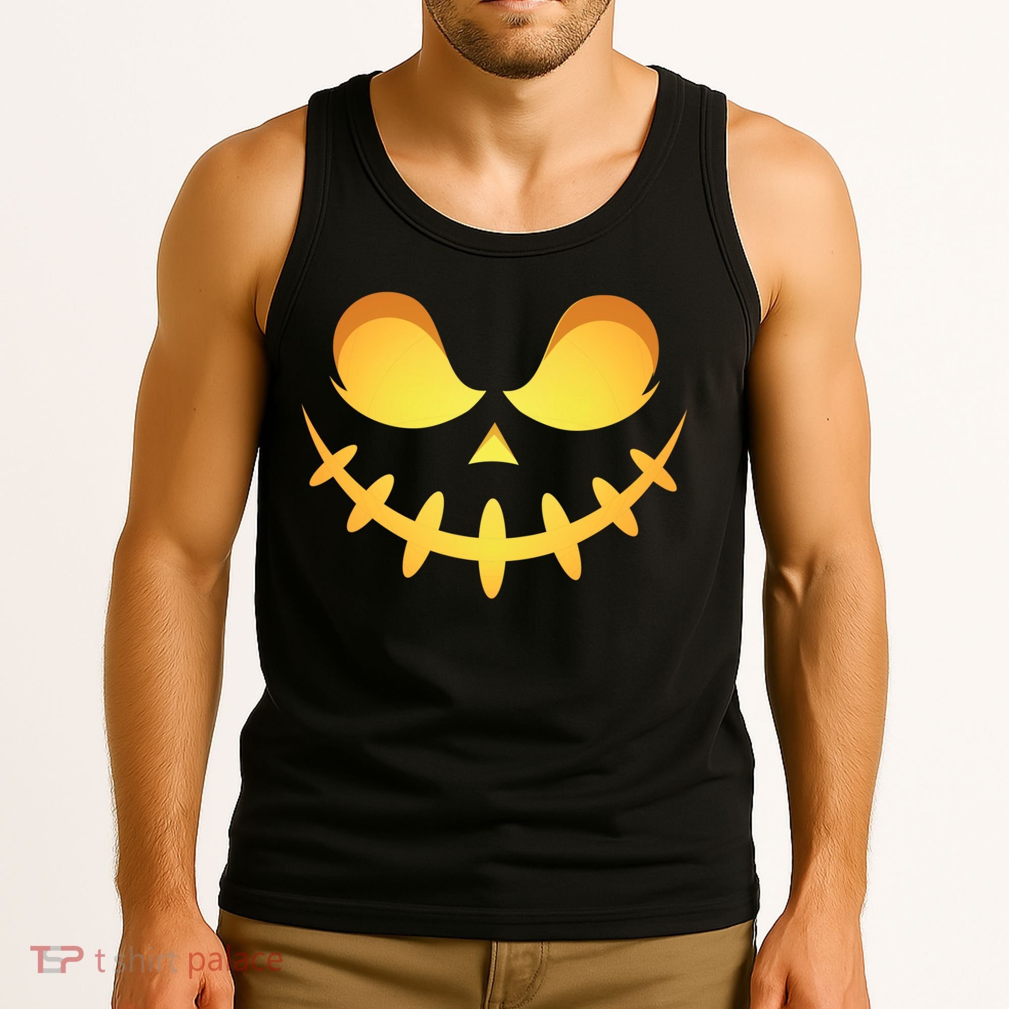 Creepy Halloween Jack O Lantern Jackolantern Pumpkin Face Costume Tank Top