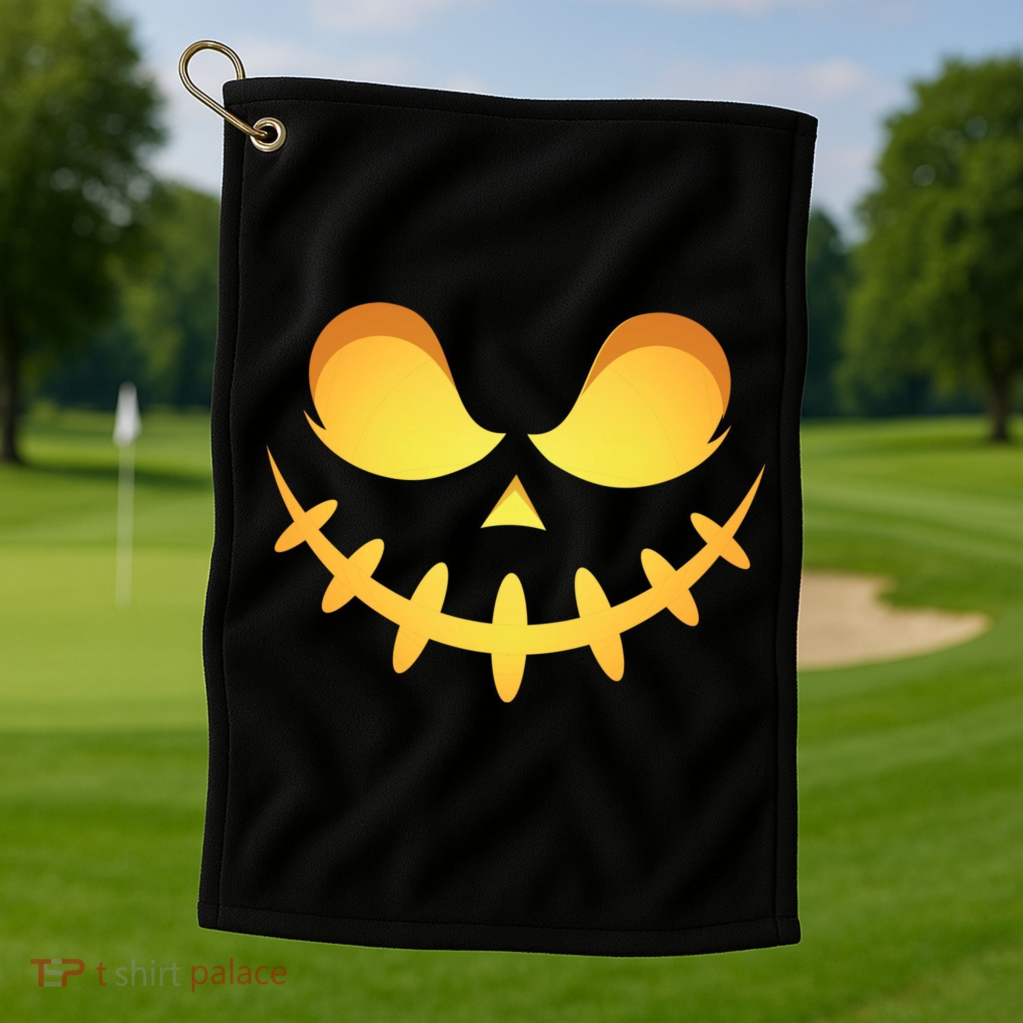 Creepy Halloween Jack O Lantern Jackolantern Pumpkin Face Costume Golf Towel