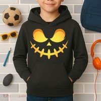 Creepy Halloween Jack O Lantern Jackolantern Pumpkin Face Costume Kids Hoodie thumb 2