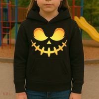 Creepy Halloween Jack O Lantern Jackolantern Pumpkin Face Costume Kids Hoodie thumb 3