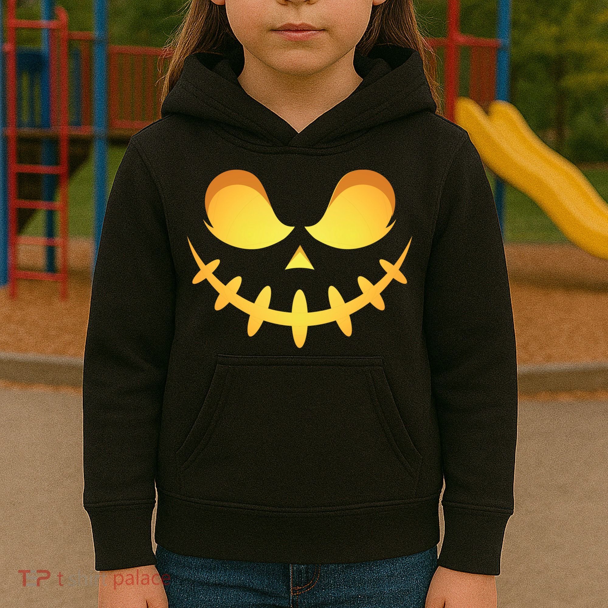 Creepy Halloween Jack O Lantern Jackolantern Pumpkin Face Costume Kids Hoodie