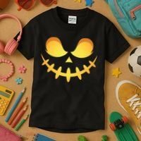 Creepy Halloween Jack O Lantern Jackolantern Pumpkin Face Costume Kids T-Shirt thumb 3