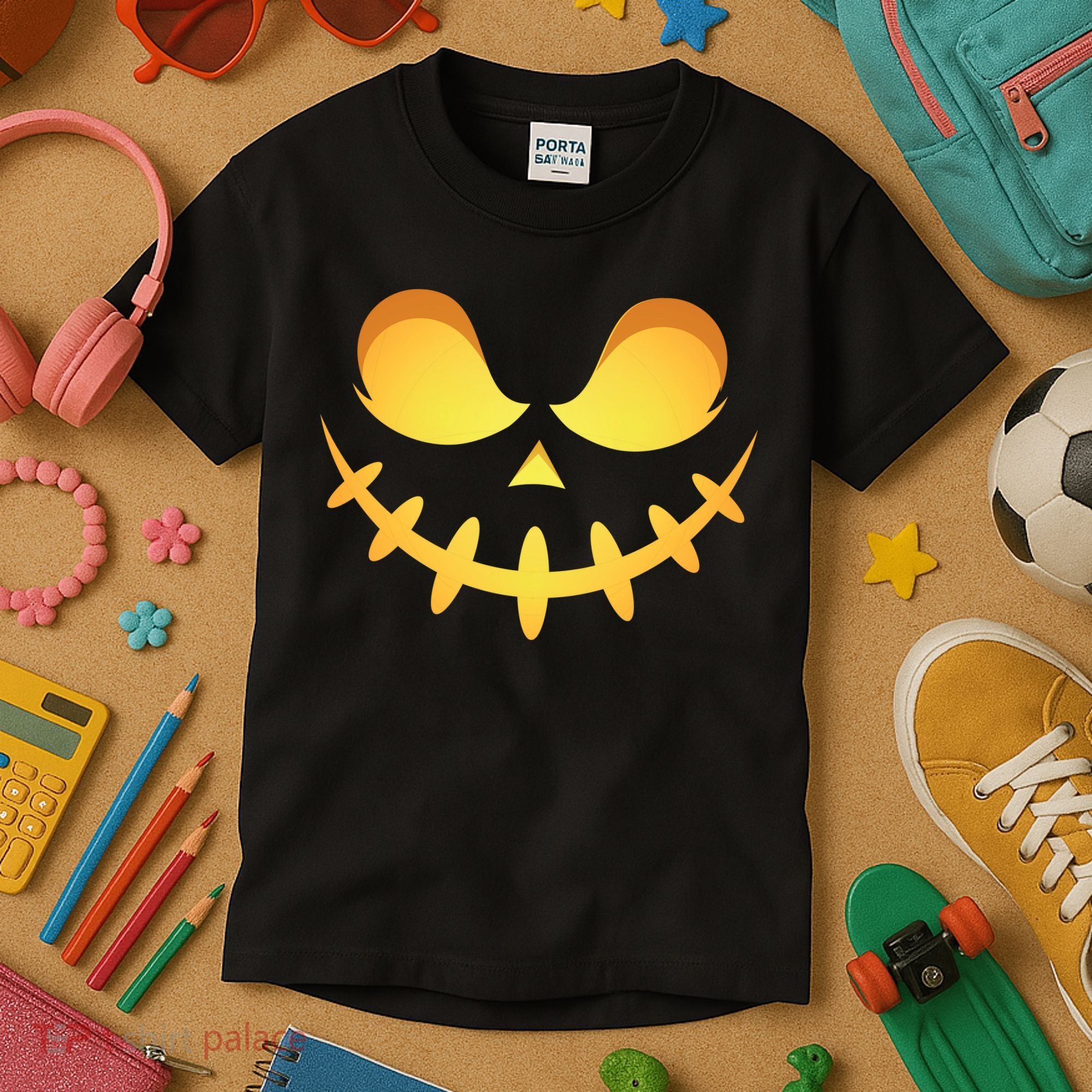 Creepy Halloween Jack O Lantern Jackolantern Pumpkin Face Costume Kids T-Shirt