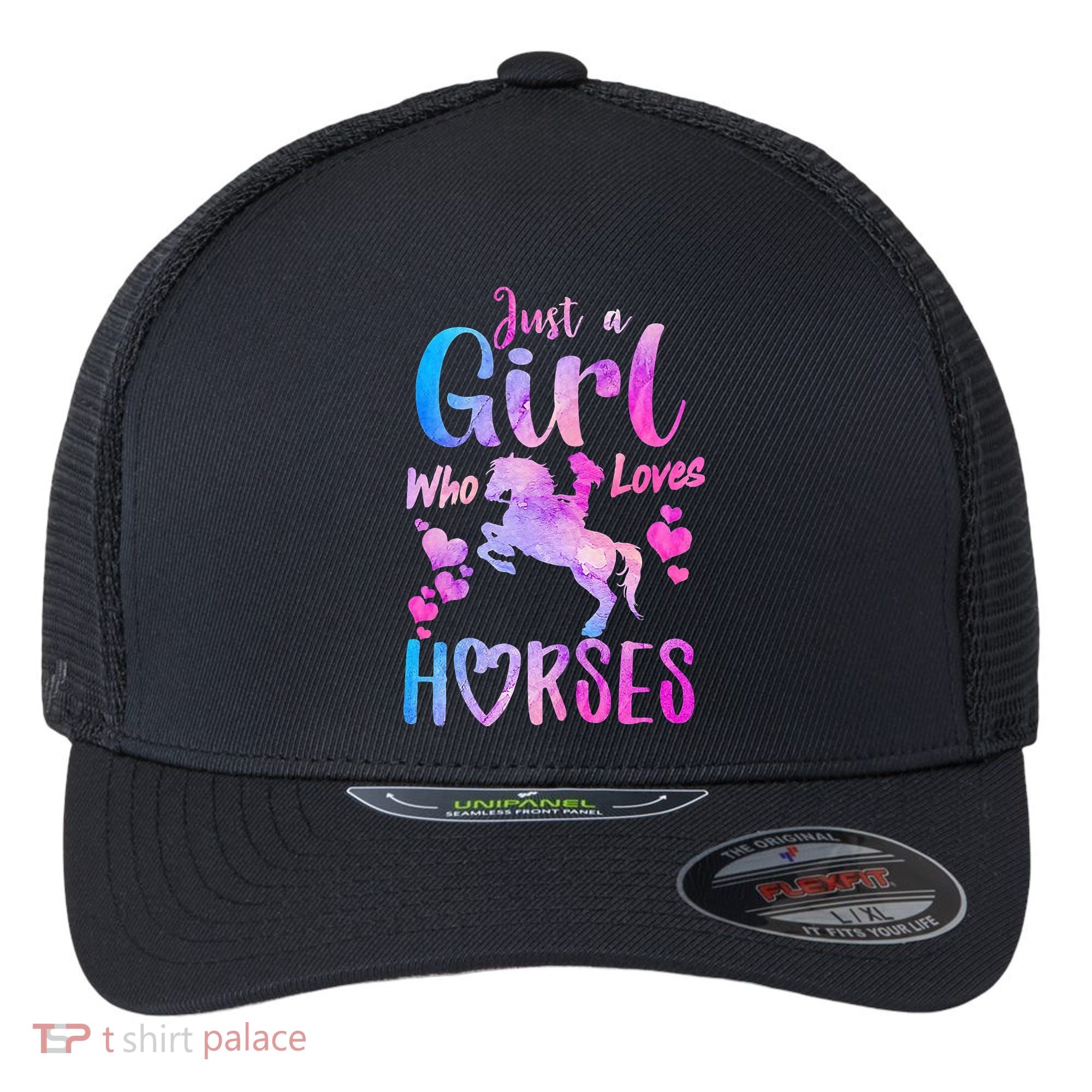 Cute Horse Just A Who Loves Horses Riding Flexfit Unipanel Trucker Cap