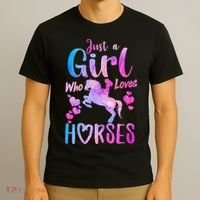 Cute Horse Just A Who Loves Horses Riding T-Shirt thumb 3