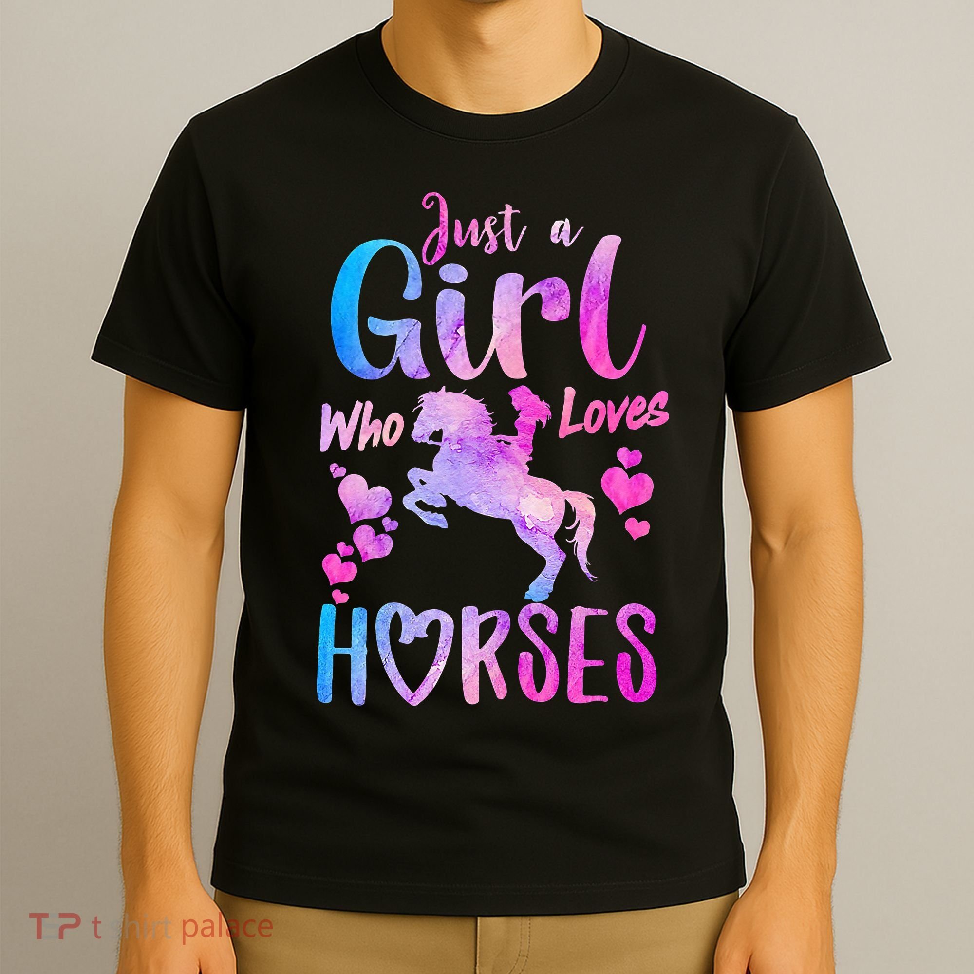 Cute Horse Just A Who Loves Horses Riding T-Shirt
