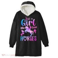 Cute Horse Just A Who Loves Horses Riding Hooded Wearable Blanket thumb 0