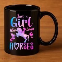 Cute Horse Just A Who Loves Horses Riding 11oz C Handle Ceramic Mug thumb 3