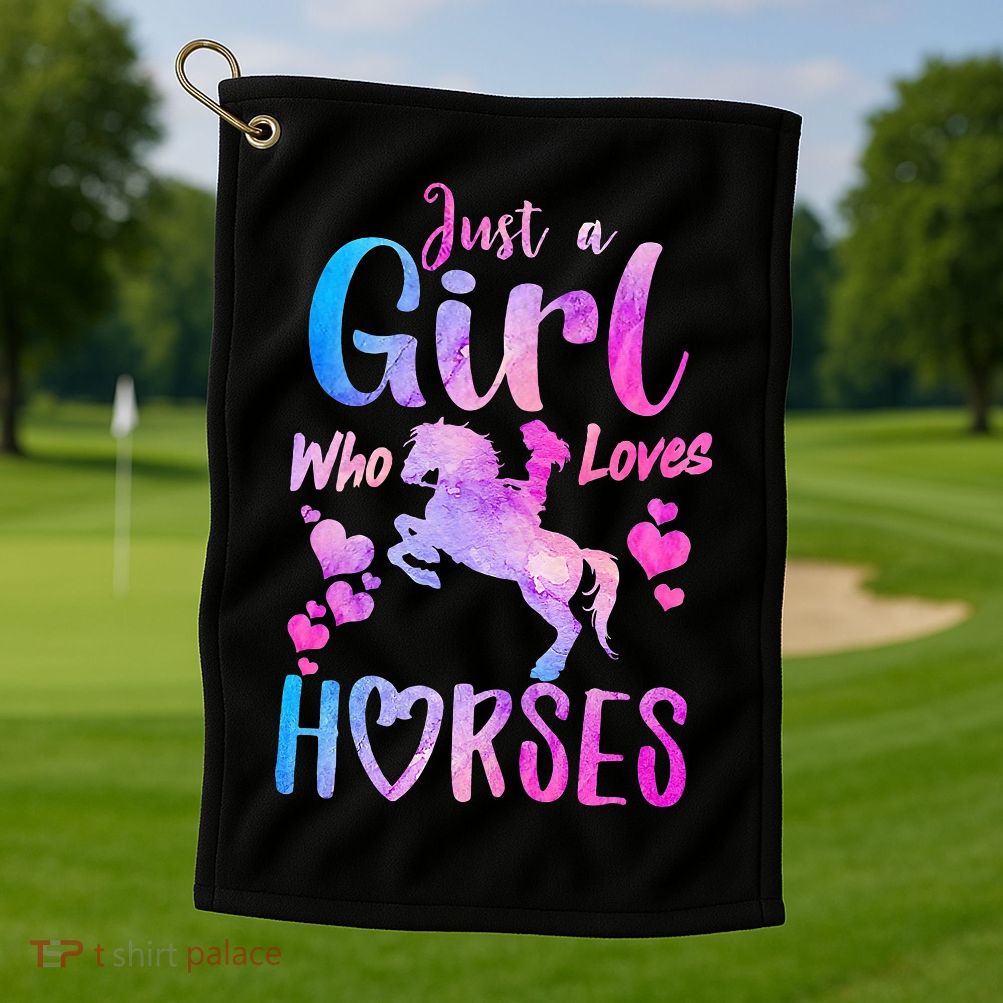 Cute Horse Just A Who Loves Horses Riding Golf Towel