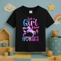 Cute Horse Just A Who Loves Horses Riding Toddler T-Shirt thumb 3