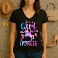 Cute Horse Just A Who Loves Horses Riding Women's V-Neck T-Shirt thumb 3