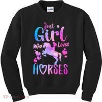 Cute Horse Just A Who Loves Horses Riding Kids Sweatshirt thumb 0
