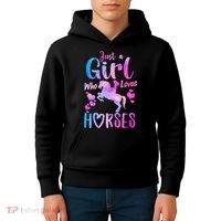 Cute Horse Just A Who Loves Horses Riding Kids Hoodie thumb 4