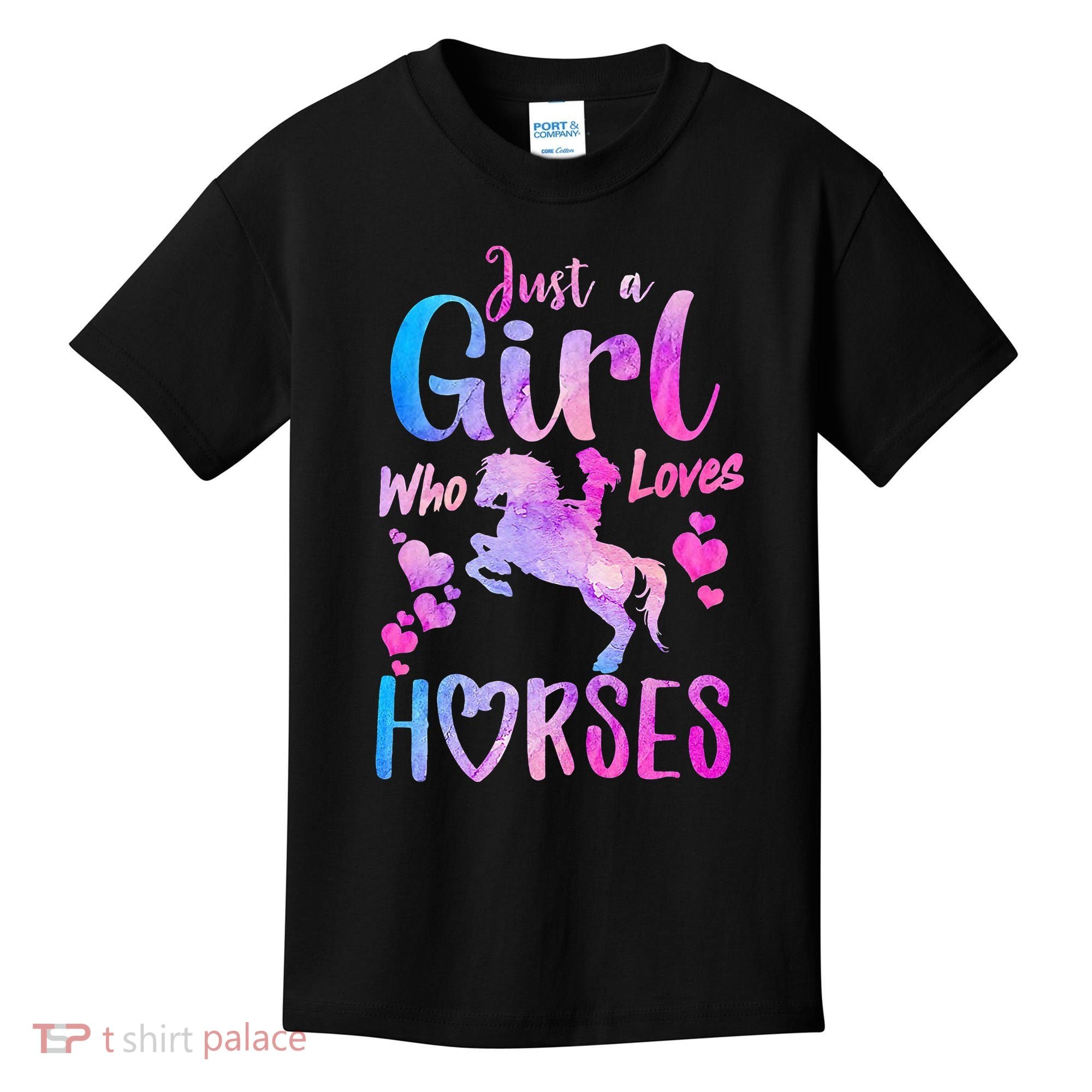 Cute Horse Just A Who Loves Horses Riding Kids T-Shirt