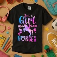 Cute Horse Just A Who Loves Horses Riding Kids T-Shirt thumb 3