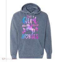 Cute Horse Just A Who Loves Horses Riding Comfort Colors Garment-Dyed Hooded Sweatshirt thumb 0