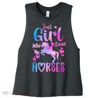 Cute Horse Just A Who Loves Horses Riding Women's Racerback Cropped Tank thumb 0