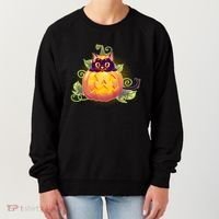 Cute Halloween Jackolantern PumpkinBlack Cat Women's Sweatshirt thumb 0