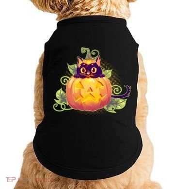 Cute Halloween Jackolantern PumpkinBlack Cat Doggie Tank