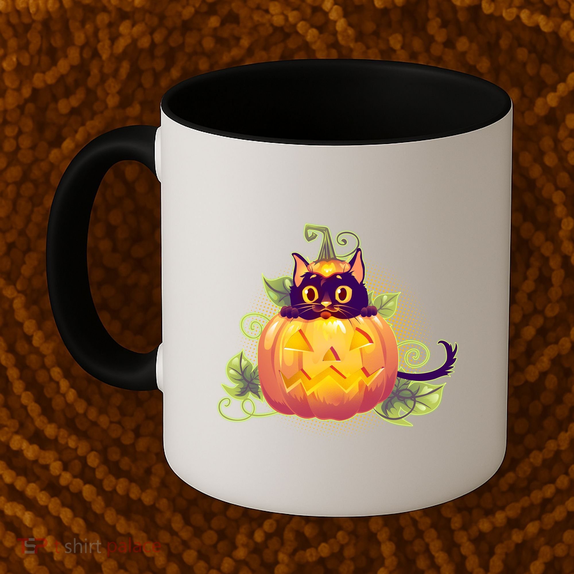 Cute Halloween Jackolantern PumpkinBlack Cat Coffee Mug