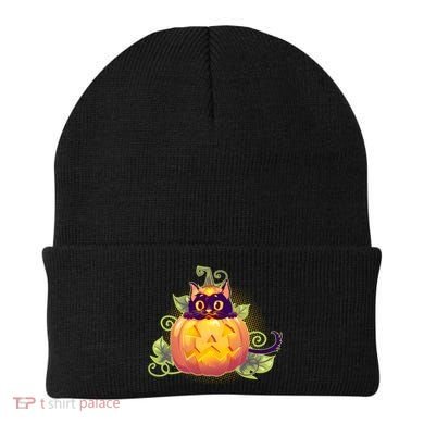 Cute Halloween Jackolantern PumpkinBlack Cat Beanie