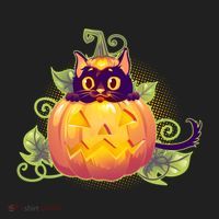 Cute Halloween Jackolantern PumpkinBlack Cat Beanie thumb 2