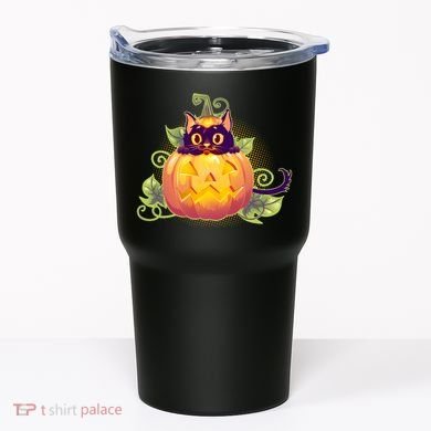 Cute Halloween Jackolantern PumpkinBlack Cat Tumbler