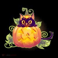 Cute Halloween Jackolantern PumpkinBlack Cat Women's Tank Top thumb 5