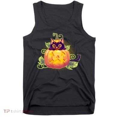 Cute Halloween Jackolantern PumpkinBlack Cat Tank Top