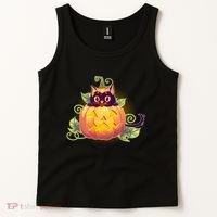 Cute Halloween Jackolantern PumpkinBlack Cat Tank Top thumb 2