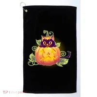 Cute Halloween Jackolantern PumpkinBlack Cat Golf Towel thumb 0