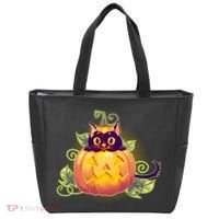 Cute Halloween Jackolantern PumpkinBlack Cat Tote Bag thumb 0